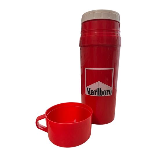 Marlboro Vintage Red & White Thermos Stacking Cups Travel Set - Picture 2 of 9